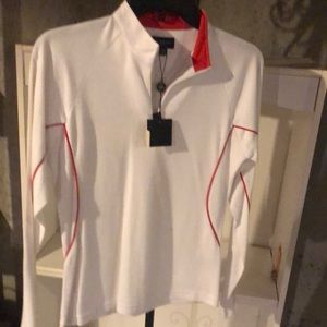 White Burberry zip neck top